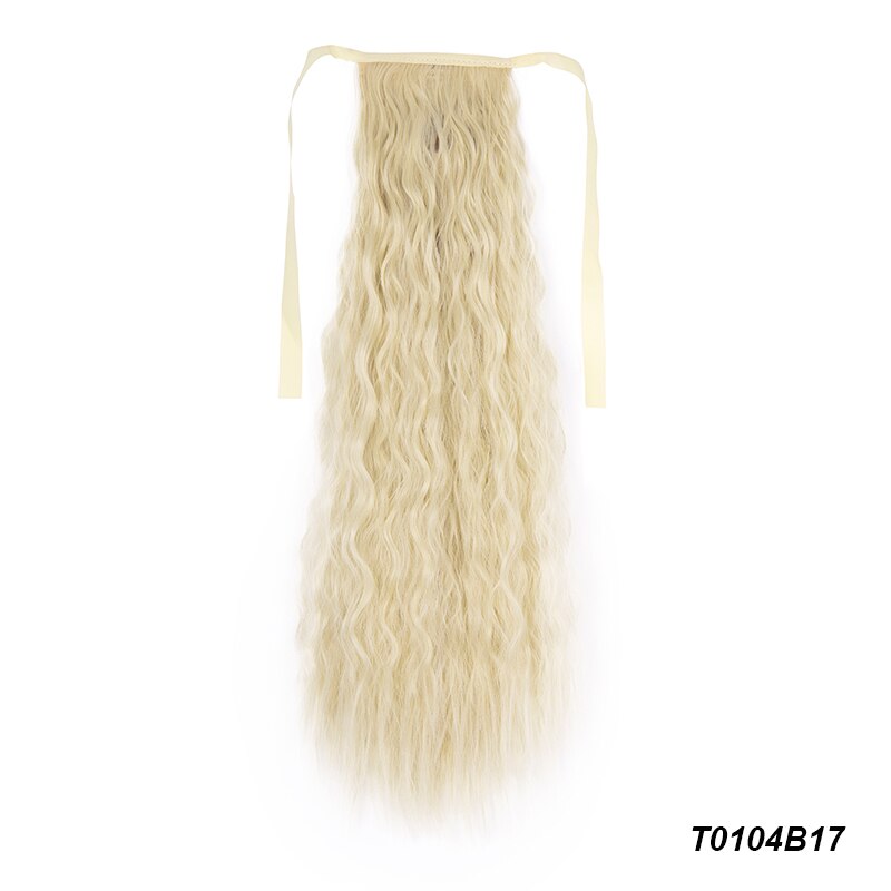 Extensiones de cola de caballo para mujer, coleta larga con ondas de maíz de 21 pulgadas, cinta sintética para atar, coleta: 4/27HL