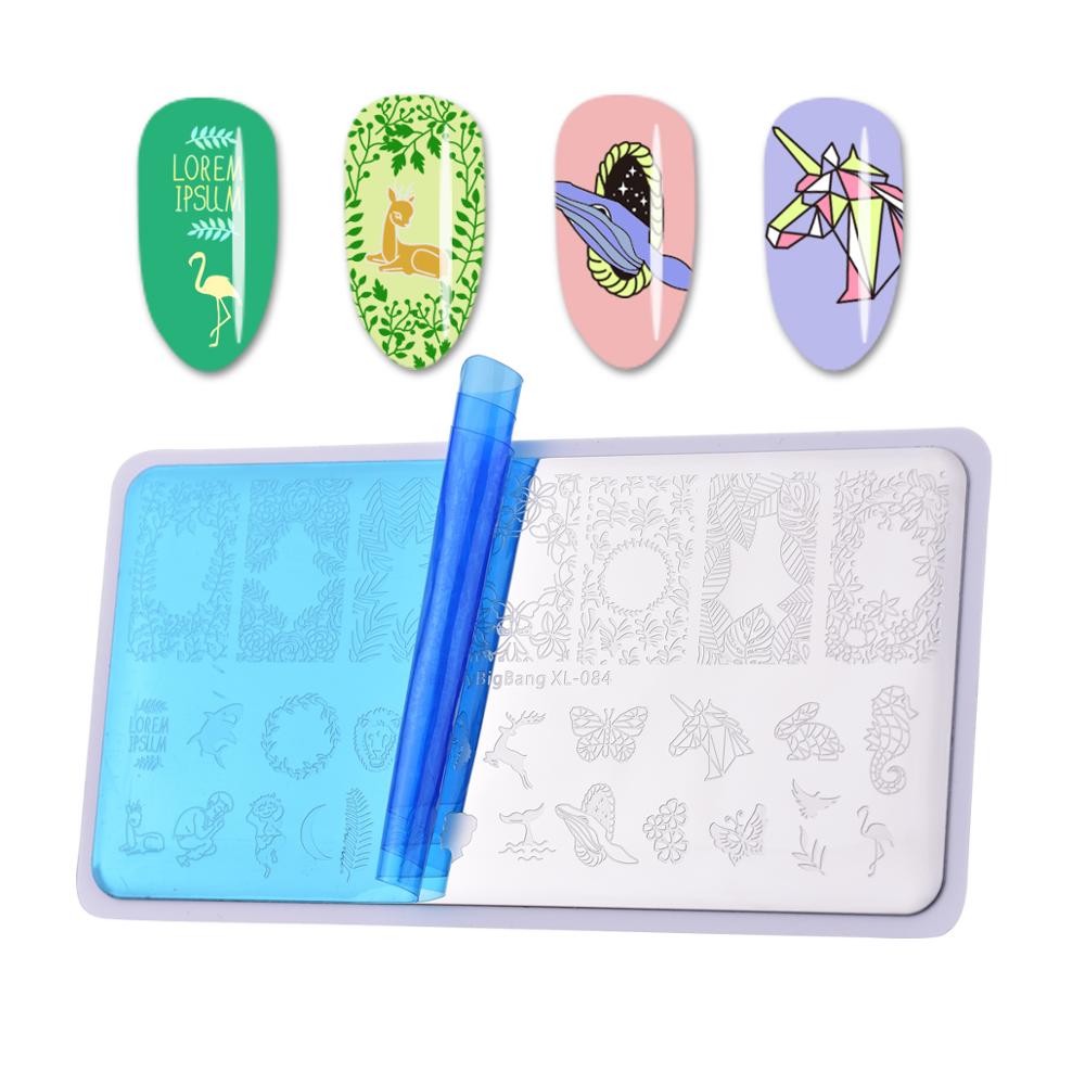 Beautybigbang 6*12cm stempling plade natur blade planter billede skabelon negle stencil skabeloner negle form stencils til nai
