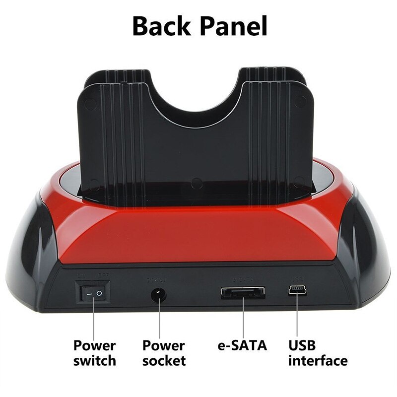 2.5'' 3.5'' HDD Docking Dual Slots USB 2.0 IDE SATA External Hard Disk Drive Twin Docking Station Clone Copy OTB HUB Reader