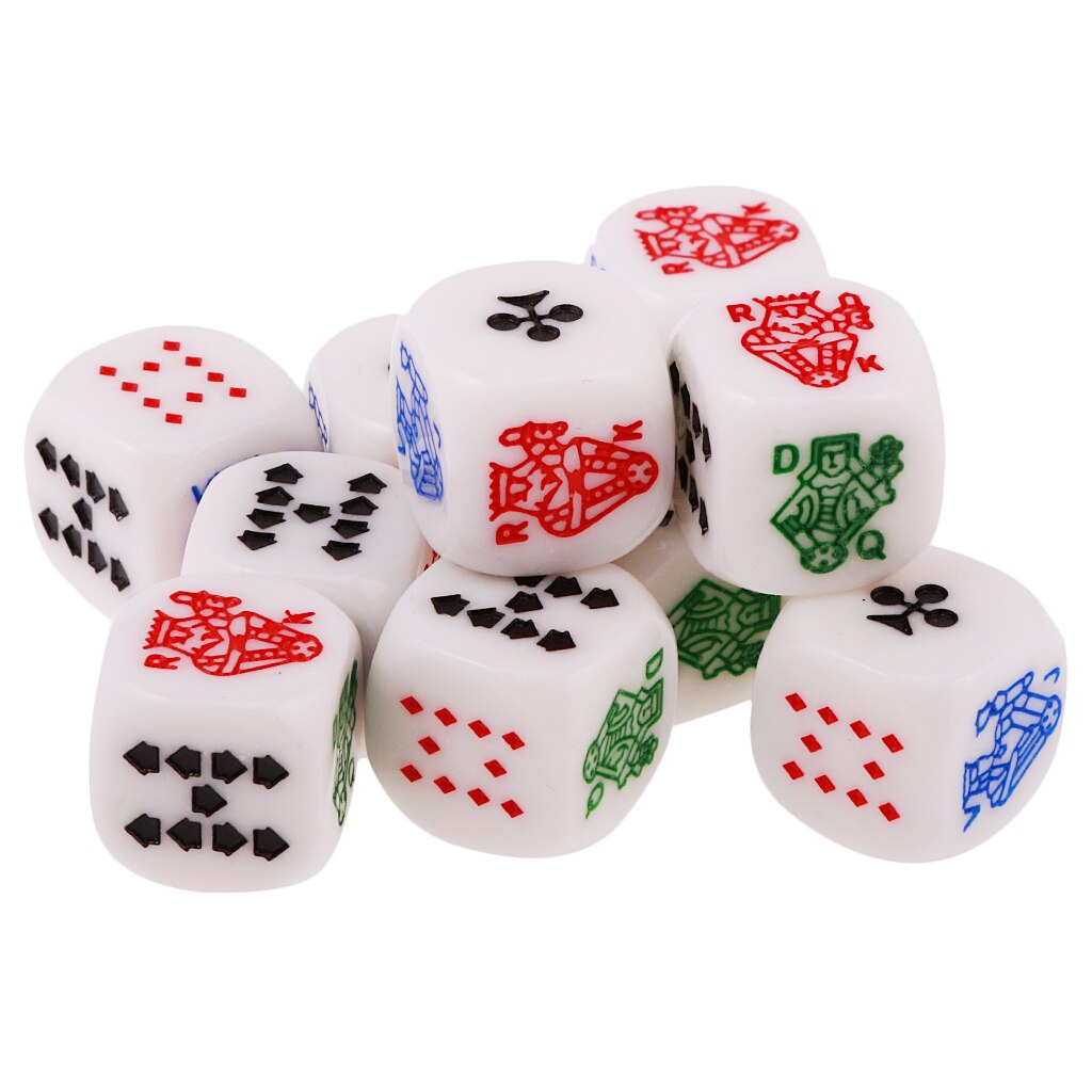 10 stk 16mm 6- sidige terninger spillkort pokerterninger for bordrollespill