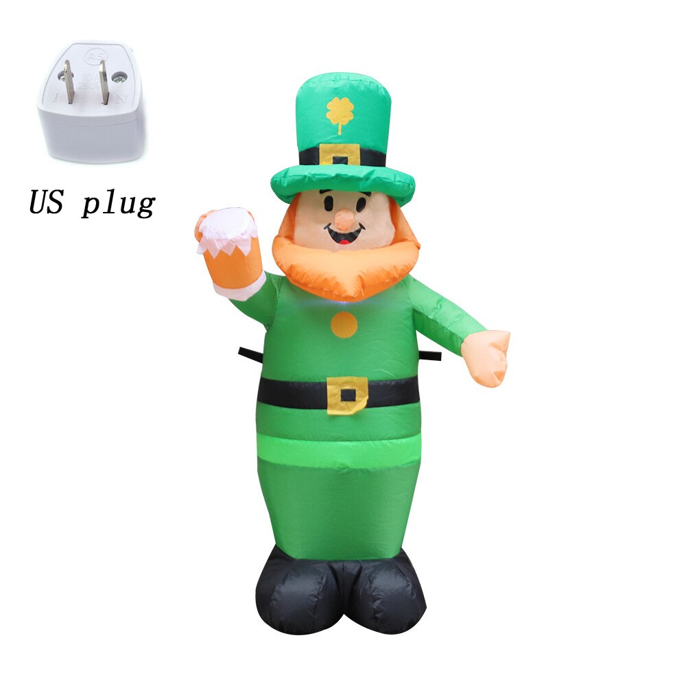 Leprechaun gonfiabile illuminato da 1M con cappello da sciamano irlandese fortunato luci a LED giocattoli da giorno di san patrizio decorazione da giardino all&#39;aperto: US Plug