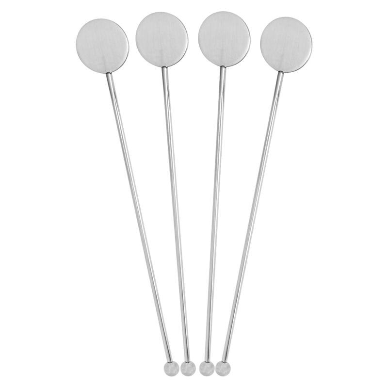 4pcs Stainless Steel Cocktail Bar Coffee Mixer L Swizzle Stick Cocktail (Silver)