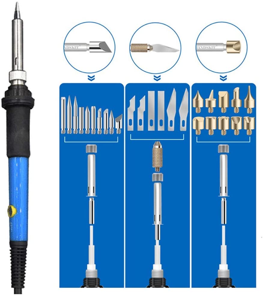 Elektrisk lödkit kit vedeldad penna 46 st 60w tips pyrografi hantverktyg 110v/220v reparation för träbearbetning