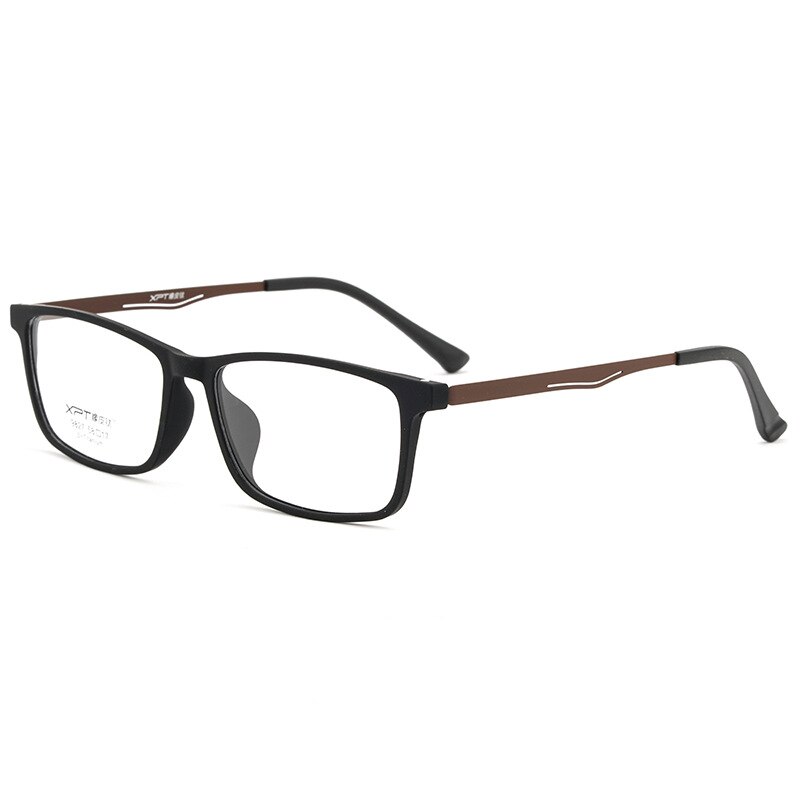 Ren titanium brillestel nærsynethed briller herre ultralette og komfortable fuld stel stort stel optisk brille stel 9827: Sortbrun