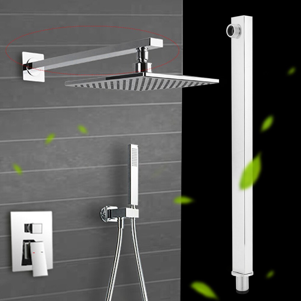 Stainless Steel Shower Extension Arm Wall Mounted Shower Holder Bar Bathroom Install Shower Head Bracket Fixed Pipe Mount Base