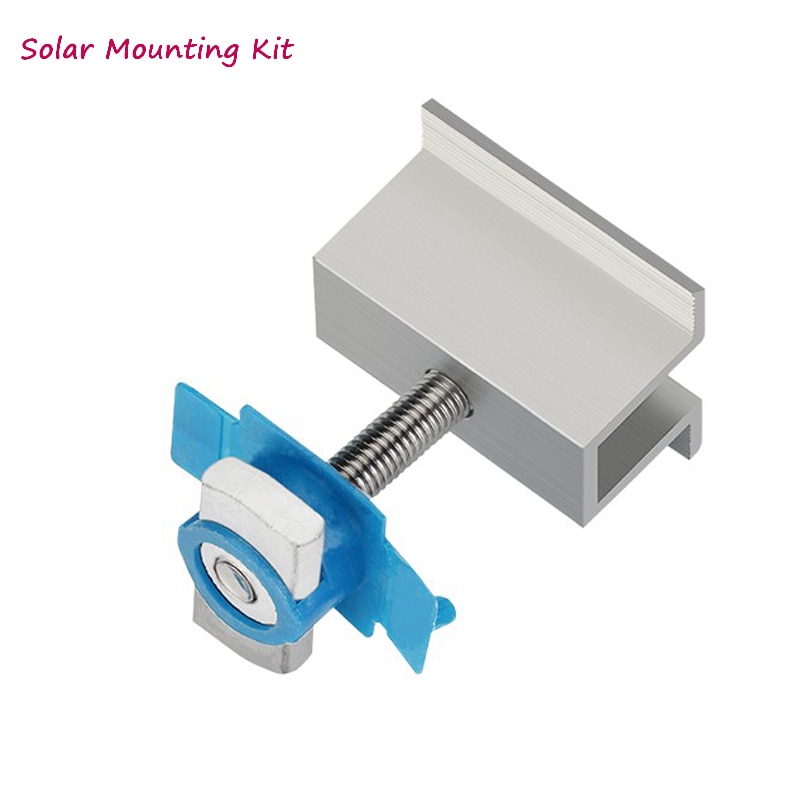 Solpanel monteringsfäste - kit - tillbehör aluminium mellan klämlist för solpanel installation på off grid solsystem