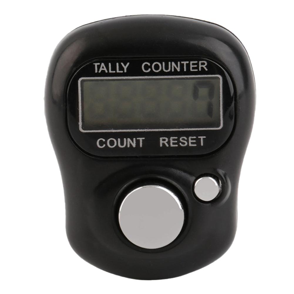 LCD Mini Hand Finger Counter Electronic Digital Tally Counter Stitch Marker And Row Finger Counting Timer Soccer Golf Counter: Black