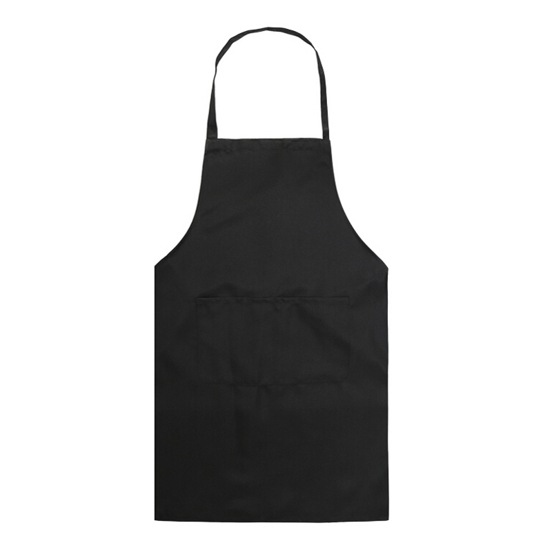 Vrouwen Mannen Pure Kleur Chef Kok Keukenschort Restaurant Cafe Ober BBQ Kapper Hang Hals Schorten: Black