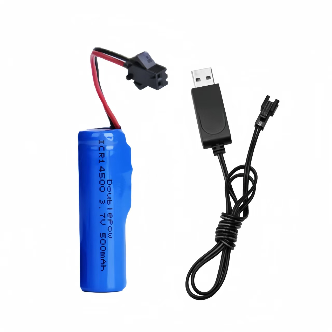 Batterie rechargeable 14500, 3.7V, 500mAh, avec prise SM, chargeur USB-SM pour contrôleur de jeu de jouets: Rose