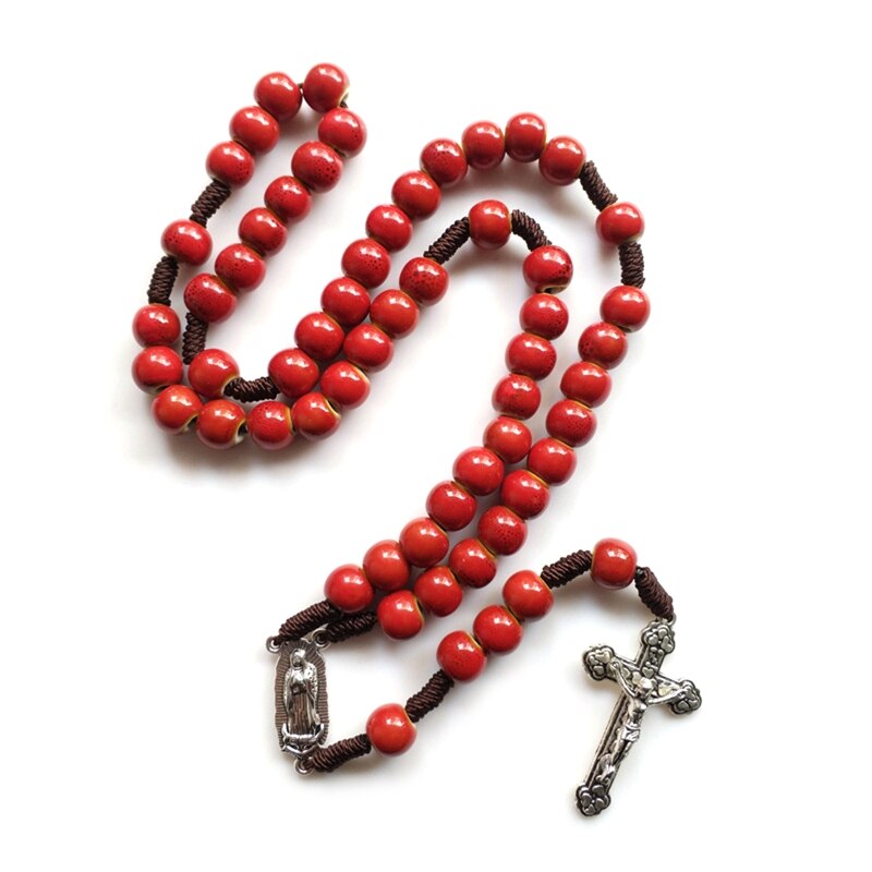 10mm Rosary Beads Luminous Necklace Jesus Crucifix Cross Pendant Necklaces Glow in Dark Religious Jewelry for Men Women: 3