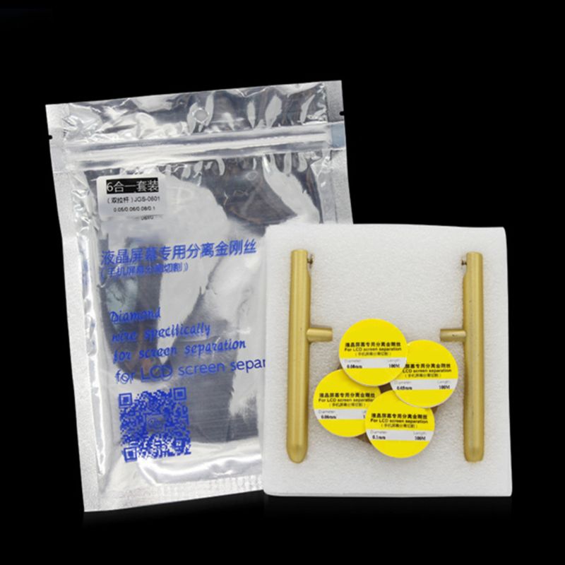 6 Stks/set Hoge Sterkte Mobiele Scherm Speciale Snijden Goud Staaldraad Snijlijn Met Handvat Lcd-scherm Separator