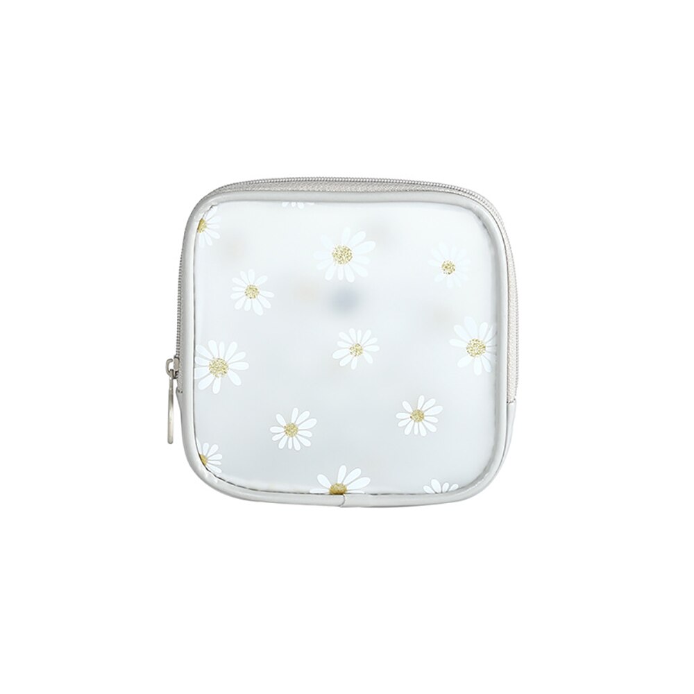 Zomer Daisy Transparante Make-Up Tas Waterdichte Rits Toilettas Meisjes Draagbare Travel Organizer Pouch Schoonheid: white S