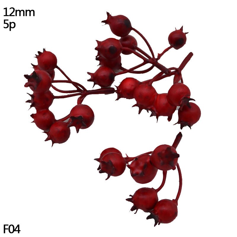 Lot de 1 assortiment de baies de cerisier | Rouge, bricolage, boîte de gâteau de mariage, couronne, décoration de noël du nouvel an: F04