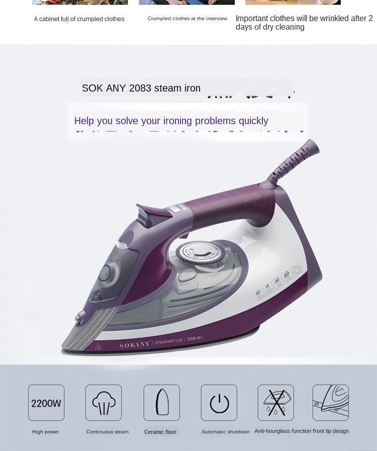 2200W220V Adjustable Electric Irons Garment Iron Steam Irons Clothing Laundry Appliance Multifunction Clothes Irons Flatiron