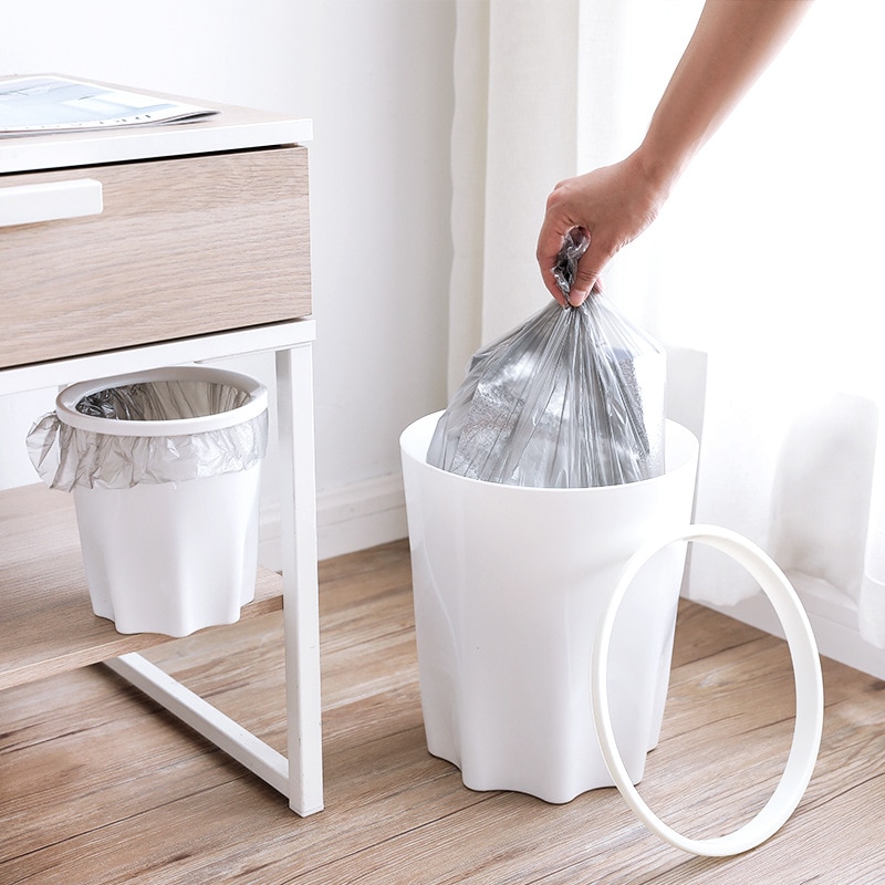 Huishouden Woonkamer Badkamer Keuken Multifunctionele Blootgelegd Plastic Prullenbak Met Druk Ring Trash Bag Holder Prullenbak