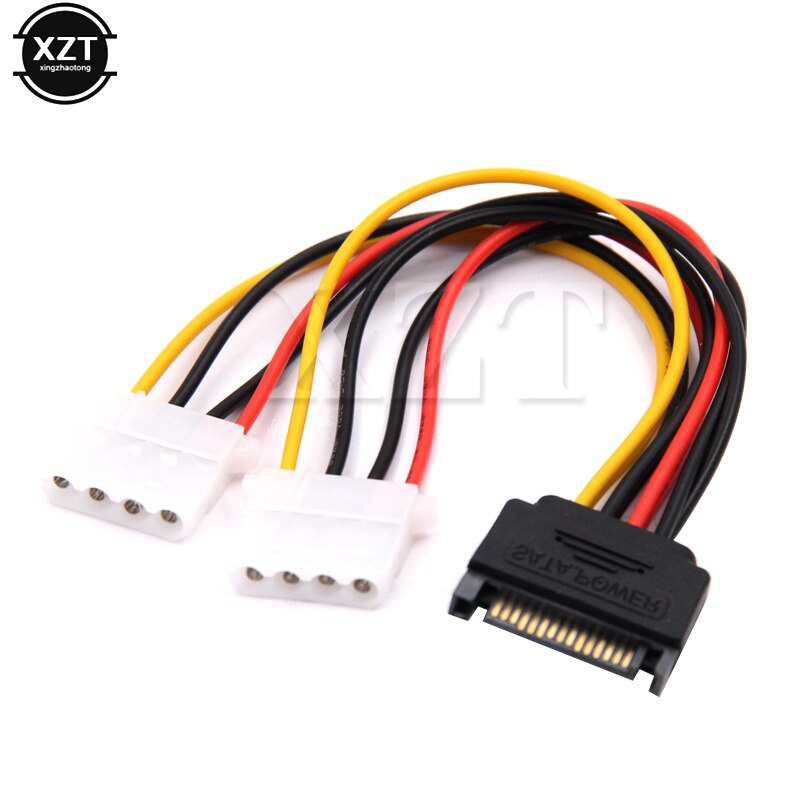 15 Pin SATA to 2 Male to Female 4 Pin Molex standard IDE HDD Advanced Power supply Hard Drive Cable connector