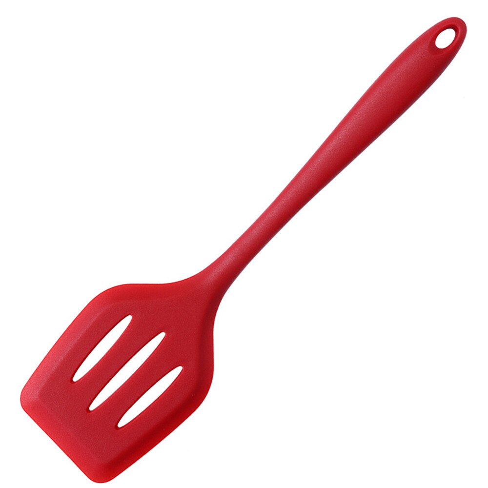 Silicone Flexible Spatula Turner Wide Non Stick Pancake Turner with Stainless Steel Handle Cooking Turner: Red