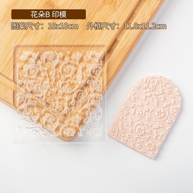 Kleine Bloem Bladeren Patroon Fondant Mold Acryl 3D Embosser Stempel Gebak Suiker Ambachtelijke Vorm Biscuit Cutter Cookie Pers Stempel: QA0450