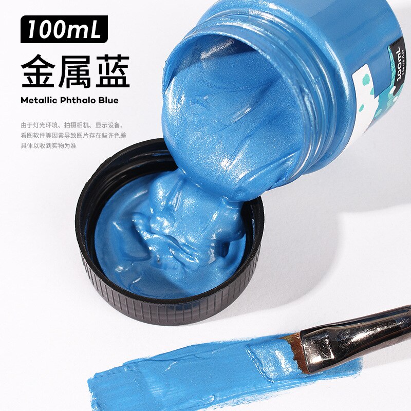 100ml Set Wall Painting Waterproof Diy Fluorescent Metallic Acrylic Paint: Metallic blue