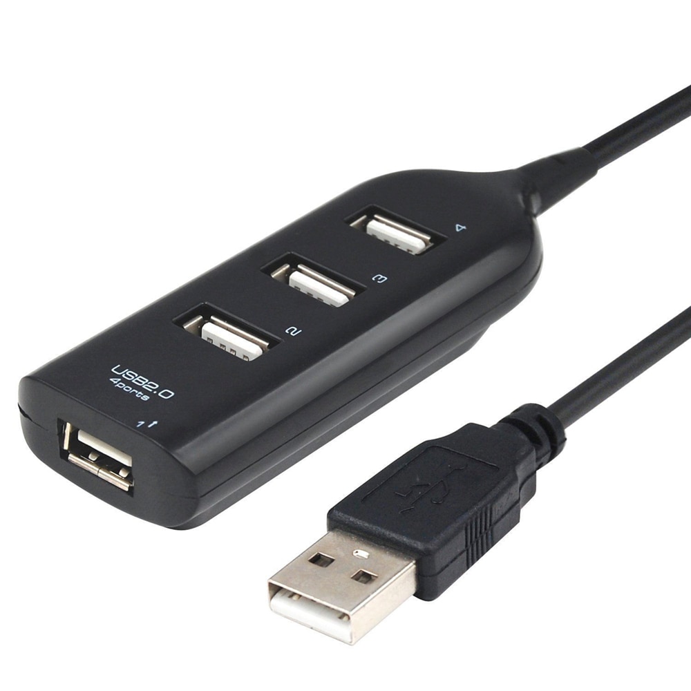 ACTECOM Adaptador multipuerto HUB de 4 puertos usb 2,0 duplicador ladrón NEGRO