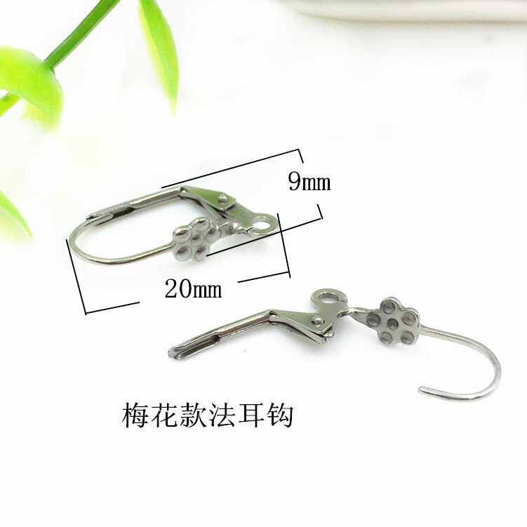 20pcs/lot Surgical Stainless Steel Leverback Ear Wire Silver Tone French Lever Earring Hooks Clasp for DIY Jewelry Making Crafts: 7 steel tone