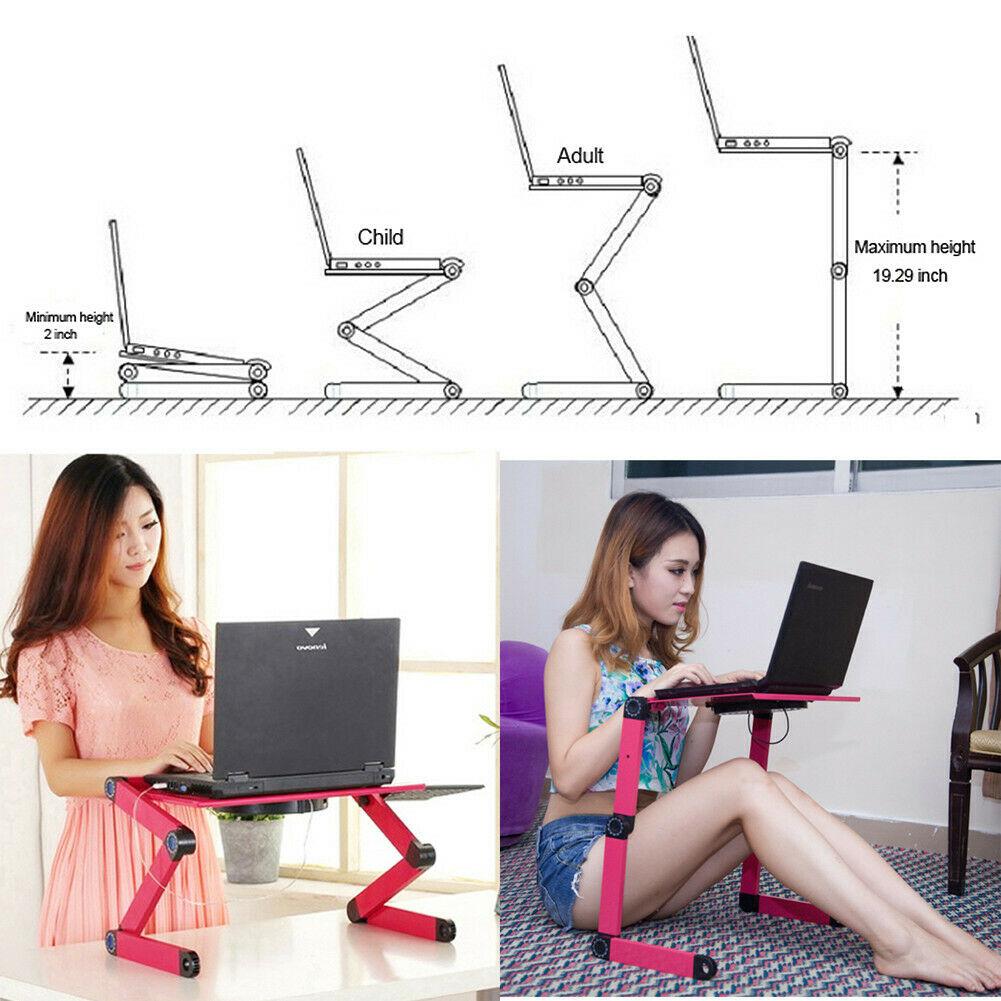 Soporte para ordenador portátil, bandeja de mesa para escritorio, soporte ajustable portátil para cama, soporte para ordenador, bandeja lateral para guardar ratón D20