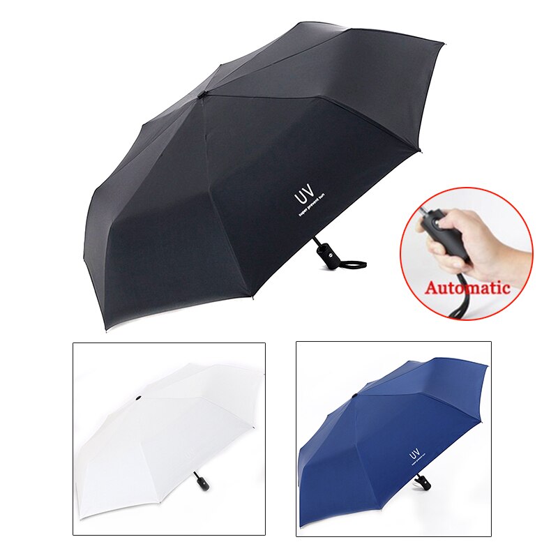 Automatic Umbrella 3 Folding Rainy Day Rain Umbrellas Large Anti-UV Umbrella Strong 8 Bones Outdoor Double Layer