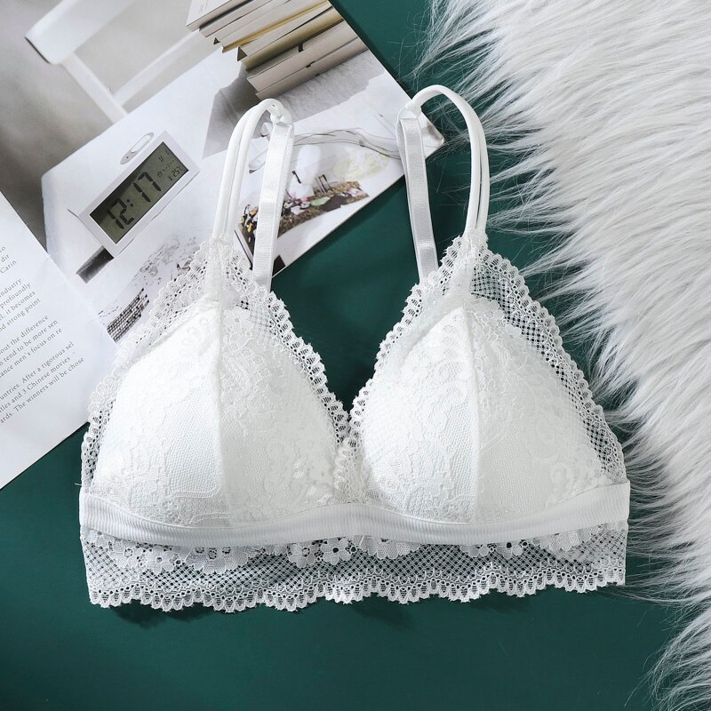 Women Sexy Lace Bras Corset Triangle Bralette топ Hollow Detachable Underwear Beauty Back Push Up Lingerie топик женский: 3