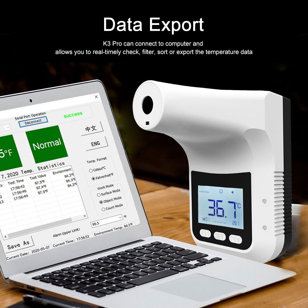 K3 Pro Thermometer Non-contact Automatic Infrared Thermometer Hanging Temperature Gun Chinese/English Broadcast Adjustabl Volume