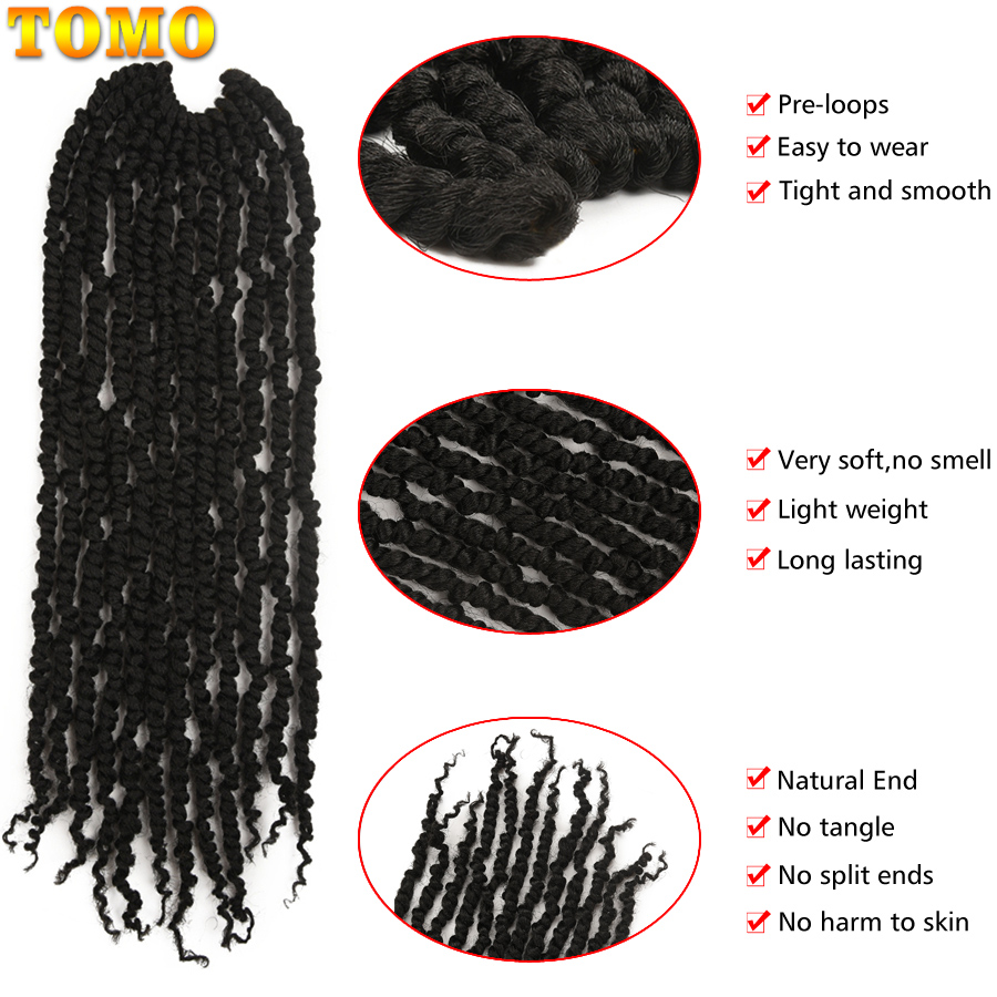 TOMO 18 Zoll 45cm Frühling Leidenschaft Twist Häkeln Haar Ombre Synthetische Flechten Haar Extensions 12 Wurzeln Flauschigen Häkeln Zöpfe