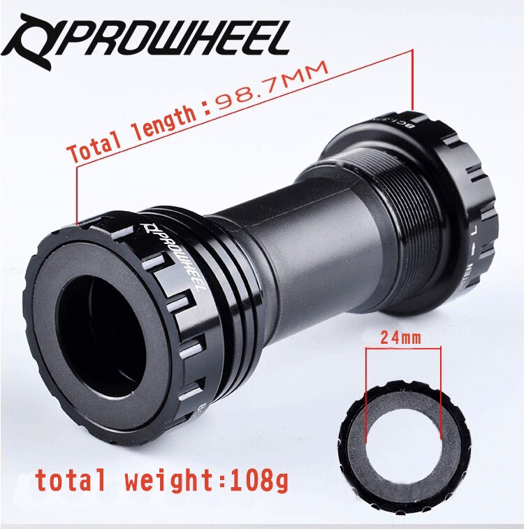 Prowheel BB Axle Adapter 1.37 / 24mm Crank Sprocket Set Black MTB Road Bicycle Push Bottom Fit Brackets For Shimano deore BB52