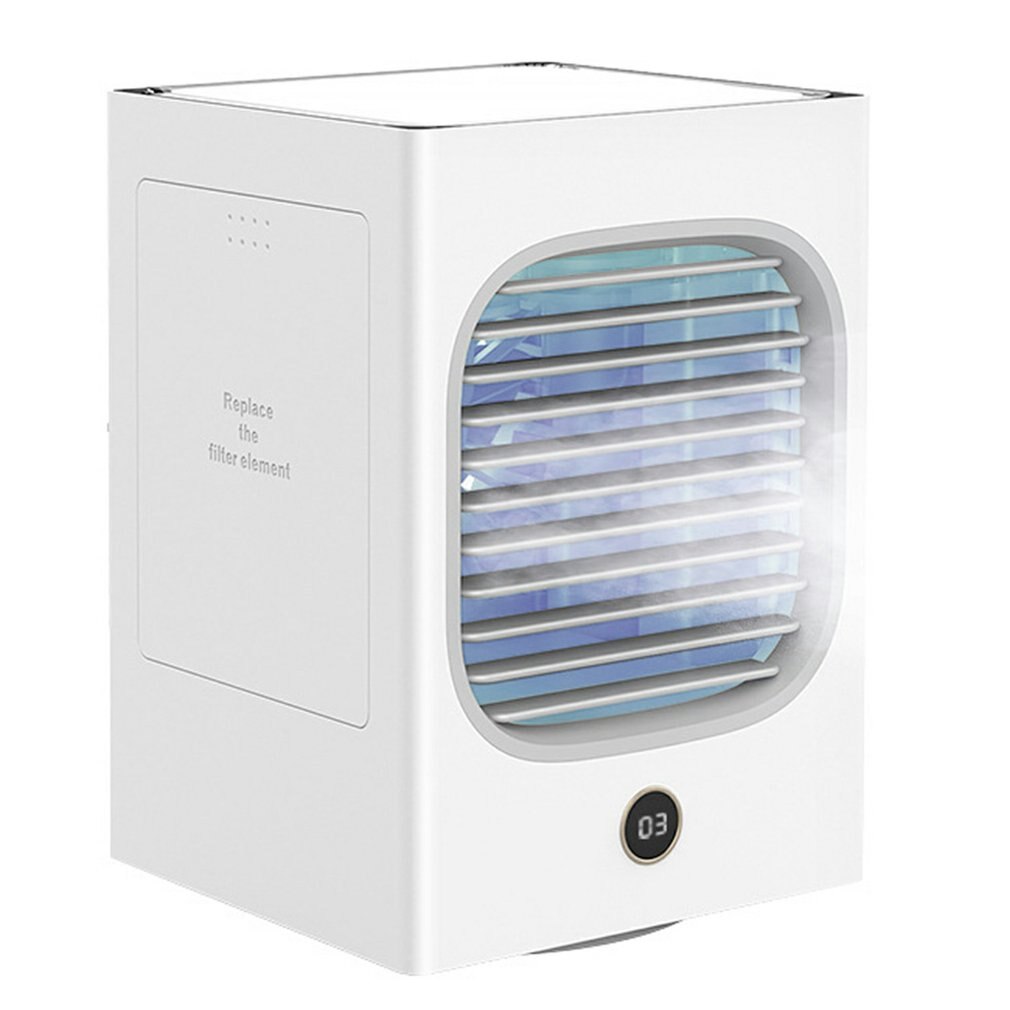 Hoofd Schudden Watergekoelde Airconditioning Ventilator Geïntegreerde Luchtbevochtiger Thuis Slaapkamer Mini Grote Capaciteit Usb Verstuiver: white