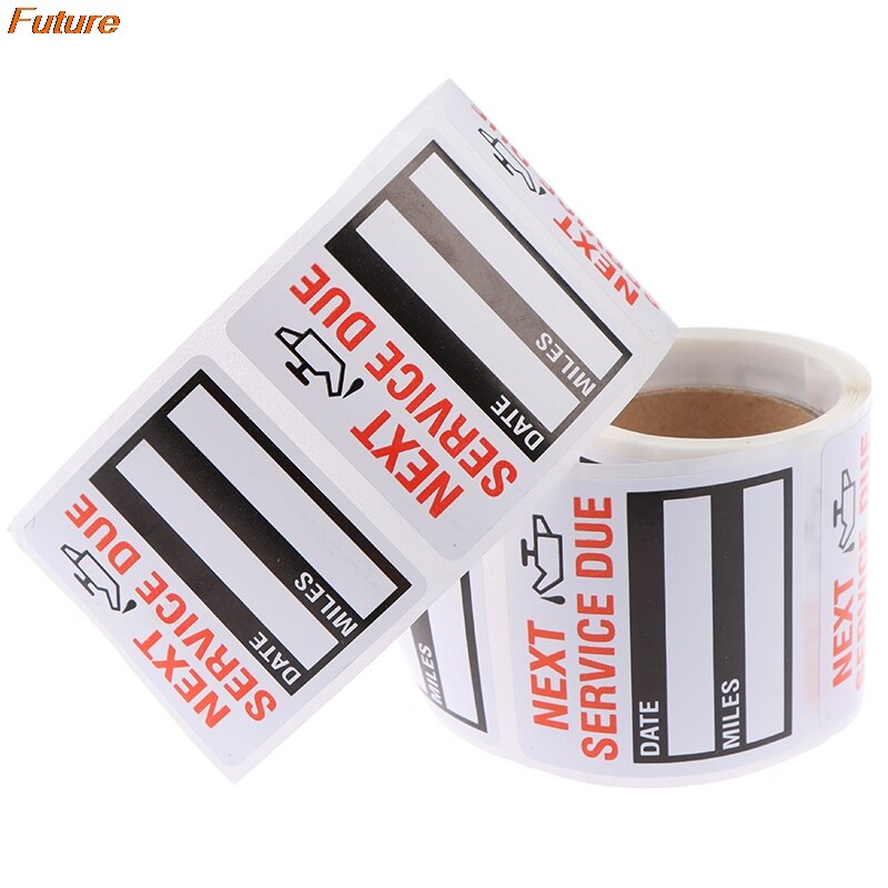 "NEXT SERVICE DUE" 100pcs Per Roll Of Oil Change Maintenance Service Reminder Window Adhesive Label Car Sticker