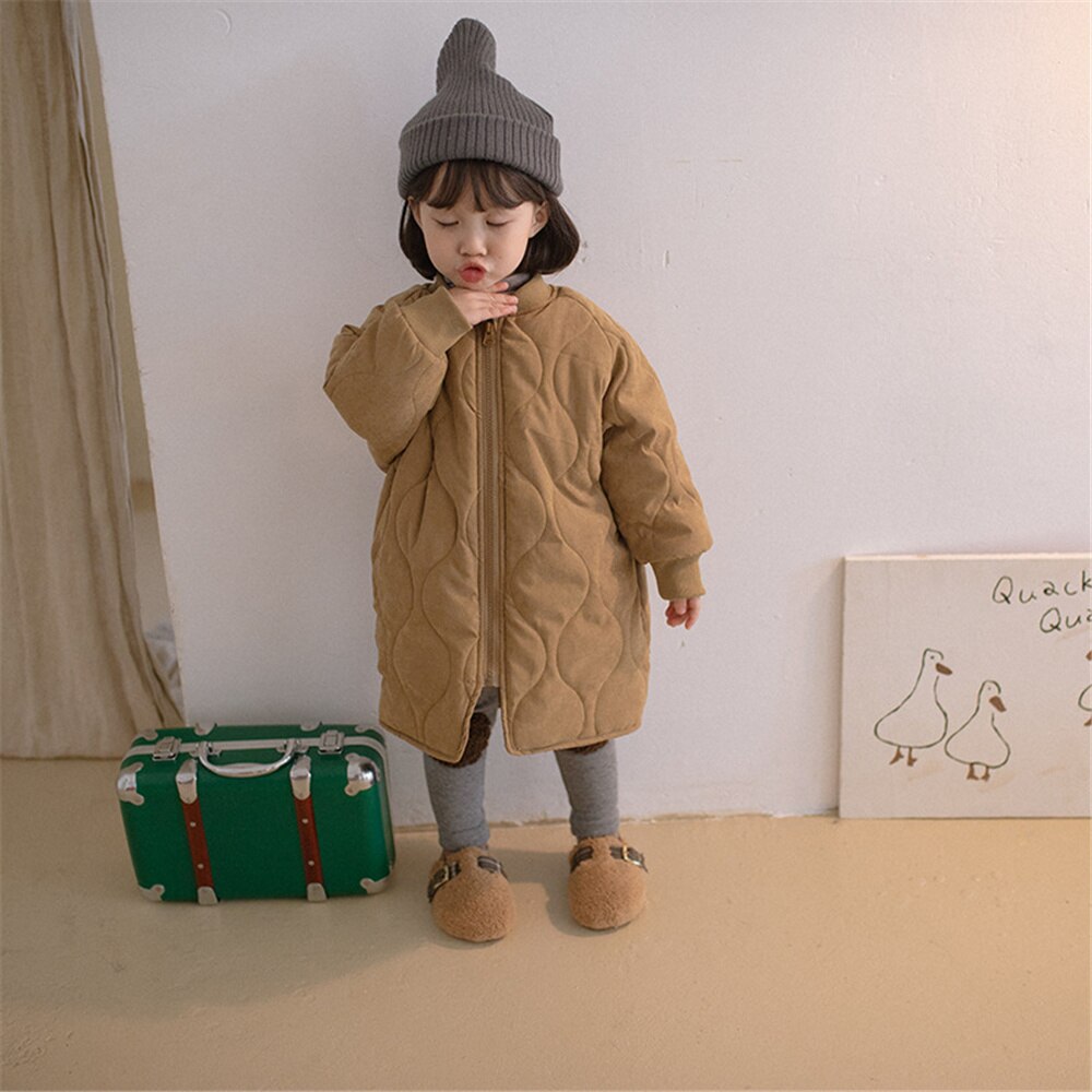 2021 nuovi bambini invernali moda casual cappotti trapuntati di media lunghezza ragazzi e ragazze capispalla trench lungo caldo spesso