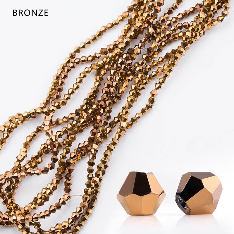 Belagt farve 4mm 100 stk/pakke flerfarvet bicone krystal løse perler glasperler til beklædningsfremstilling: Forgyldt bronze