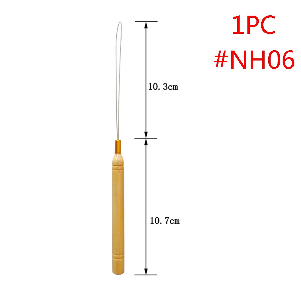 Crochet pour cheveux, Micro anneaux, boucles, perles, tresse, Crochet pour loquet, aiguille en plastique, dreadlock, Crochet pour cheveux tricotés: 1pc wooden NH06