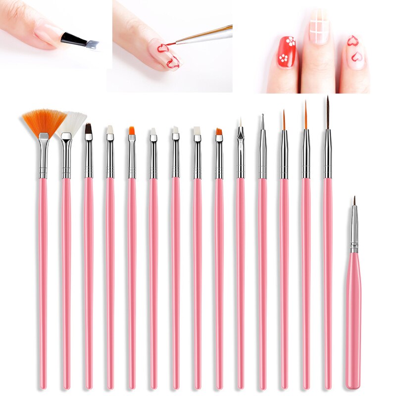 Pincéis de unhas conjunto para manicure unha arte escova pintura caneta gel unha polonês ferramentas remover a poeira limpeza unhas escova ferramentas