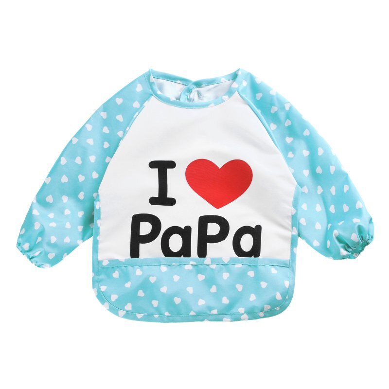 Leuke Meisjes Baby Baby Familie Lange Mouw Anti Slijtage Waterdichte Feeding Bib Schort