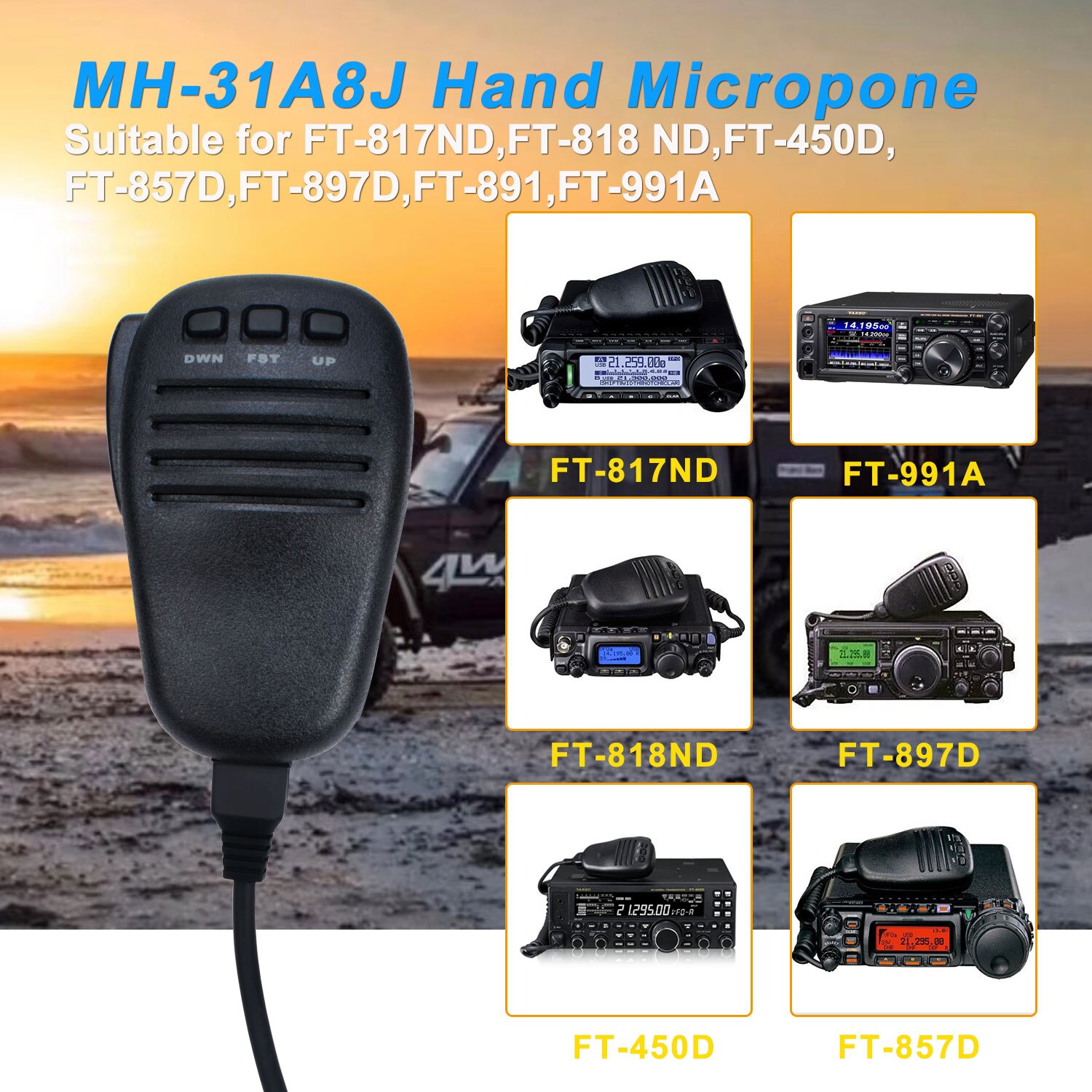MH-31A8J Hand Mikrofon Mobile Radio HF Transceiver Mic Lautsprecher für Yaesu FT-891 FT-991A FT-818ND FT-450D FT-857D FT-897D Radio