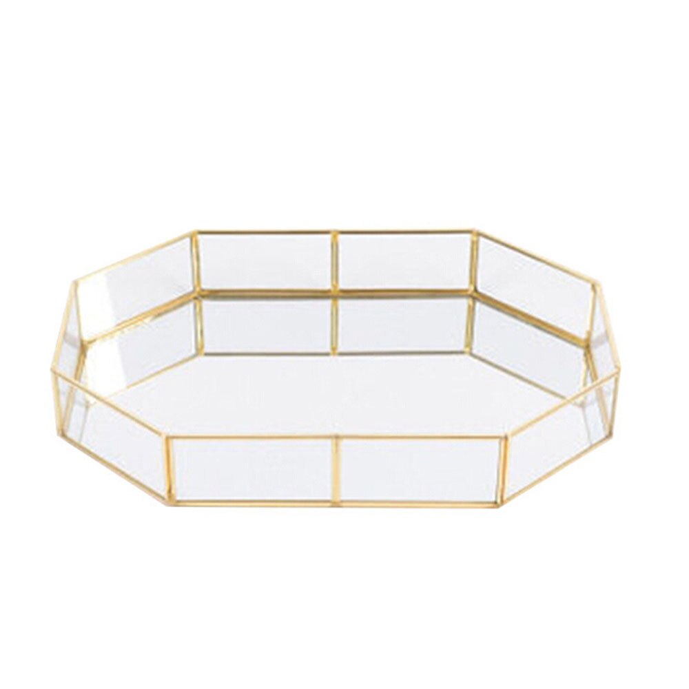Verre cuivre géométrie boîte de rangement Style nordique panier de rangement boîte simplicité Style maison organisateur bijoux collier Dessert assiette: small size