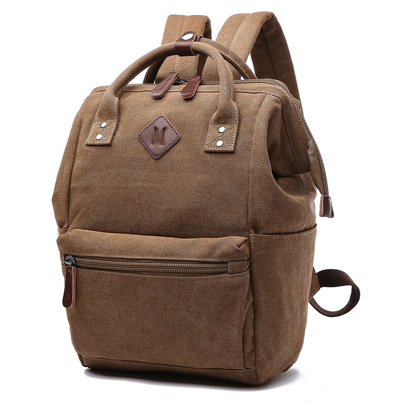 Scione Canvas Heren Rugzak School Rugzak Mannen Vintage Rugzakken Vrouwen Reizen Schouder Bagpack Tieners Laptop Back Pack: Coffee / 22x30x14cm