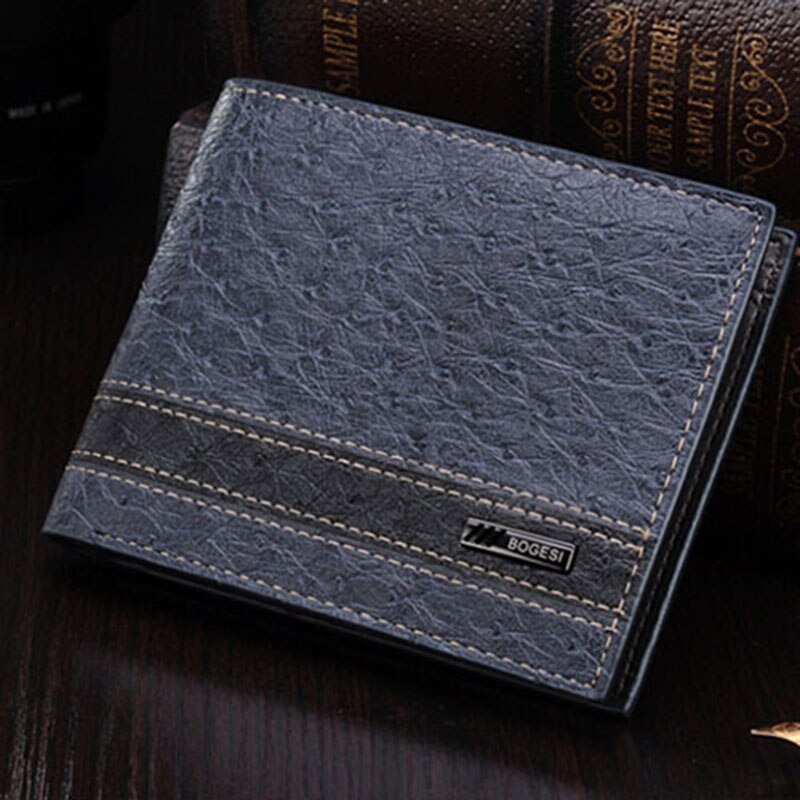 Retro Men's Wallet Business ID Card Holders Purse Small Leather Cards Wallets Short Bifold Wallet for Men Slim Purses Male: G Blue