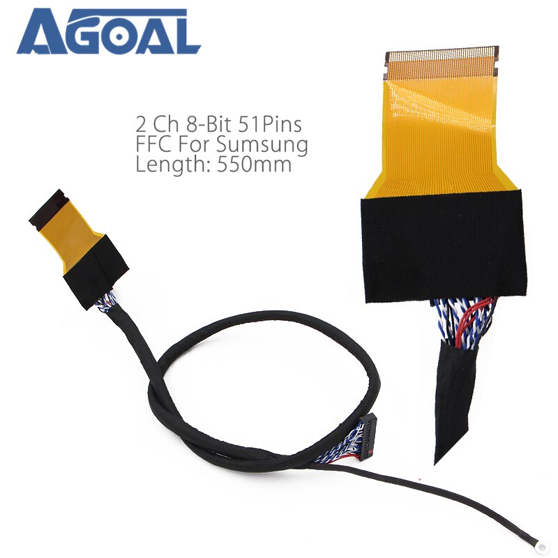 FFC LVDS Cable 2 ch 8-bit 51 pins 51pin dual 8 cable flexible flat cable For LED panel V400HJ6-PE1 550mm Universal LCD Controlle