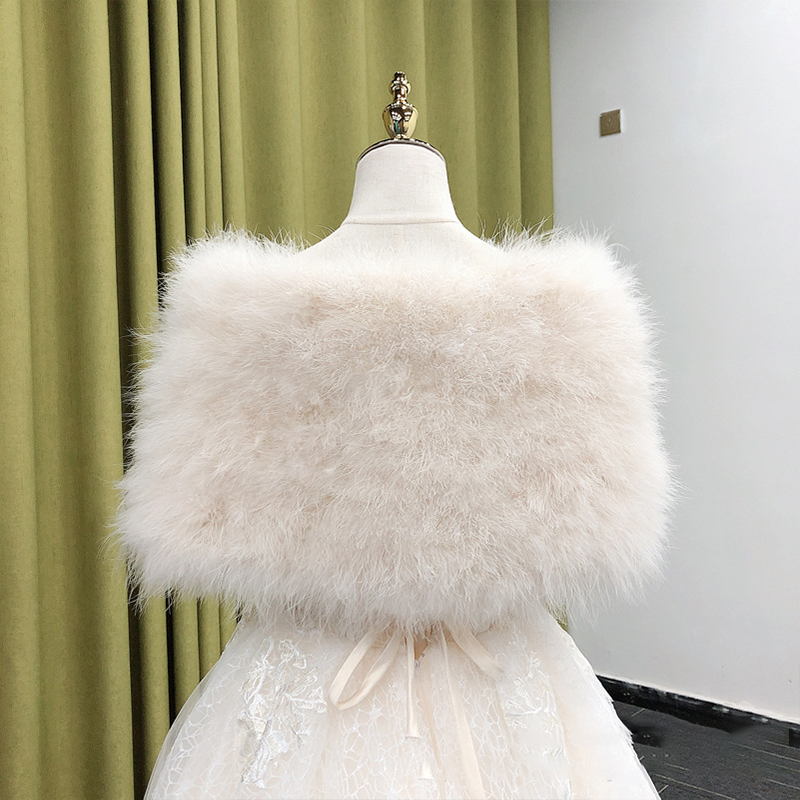 Chales de piel de Color liso, abrigos elegantes de plumas de avestruz blancos, Boleros de piel para boda, chales nupciales, chaquetas para vestidos de noche