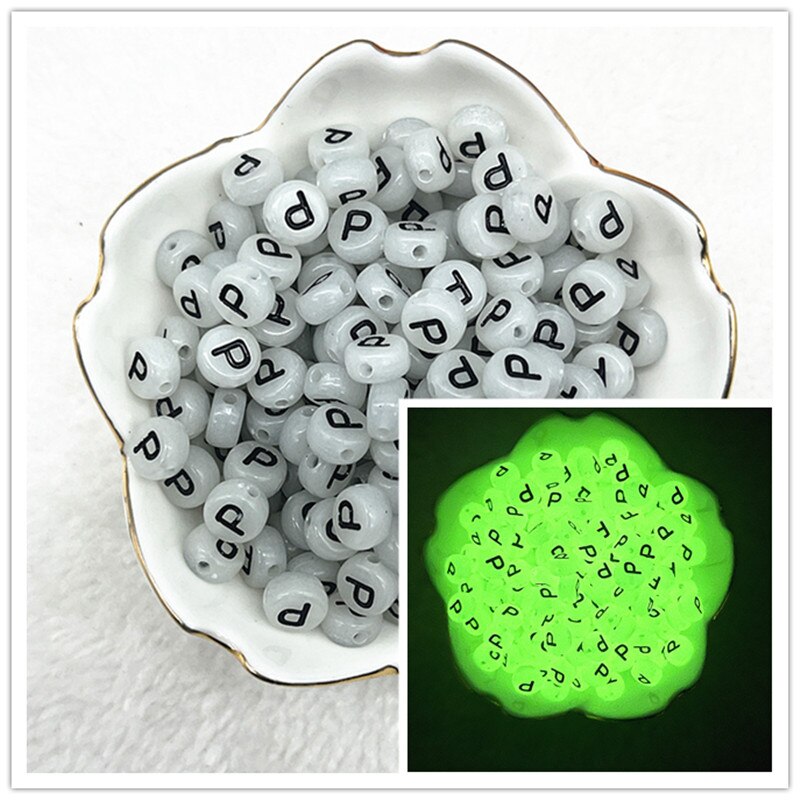 100 Uds. Cuentas luminosas de A-Z de 7x4mm, cuentas con letras, cuentas espaciadas acrílicas para fabricación de joyería, pulsera de dijes DIY