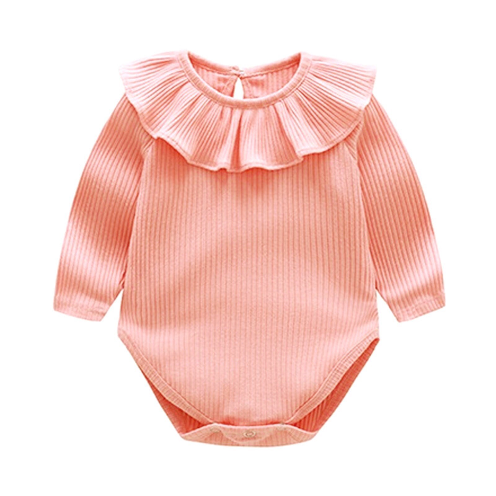 Kids Kleding Peuter Baby Baby Jongens Meisjes Kleding Solid Ruches Romper Jumpsuit Outfits Kinderen Casual Kleding: Roze / 90