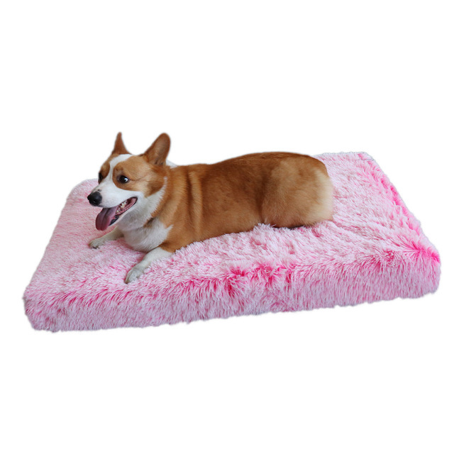 Traversin en peluche rectangulaire pour animaux de compagnie, coussin à mémoire de forme, orthopédique, luxueux, Anti-anxiété, pour lit de chien: Pink / 40x30x5cm
