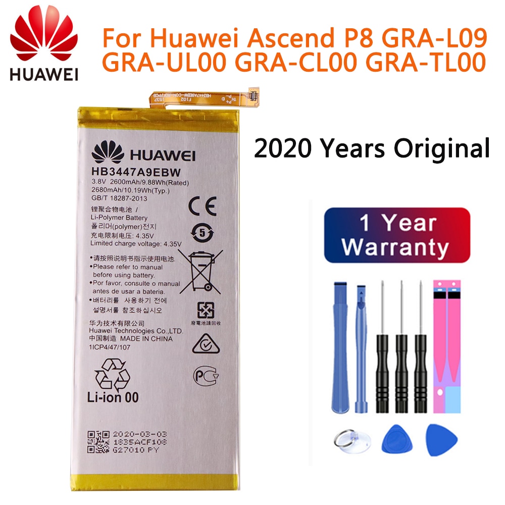 Voor Huawei P8 Vervangende Batterij 2600Mah HB3447A9EBW Batterij Voor Huawei Ascend P8 GRA-L09/UL00/CL00/TL00/TL10/UL10 Batterij