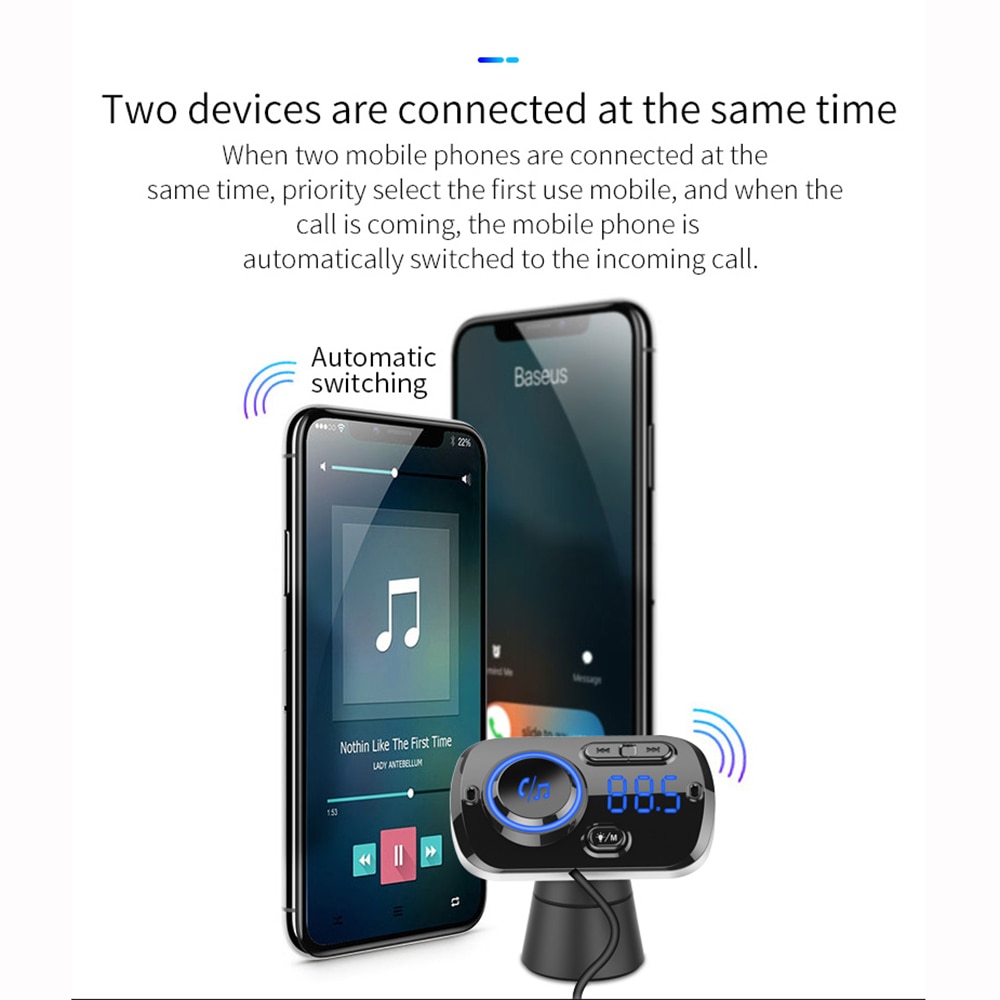 USB Quick charge 3.0 Car Charger Bluetooth FM Transmitter MP3 Player Wireless FM Radio Adapter Support 2 Mobile Phone Connection