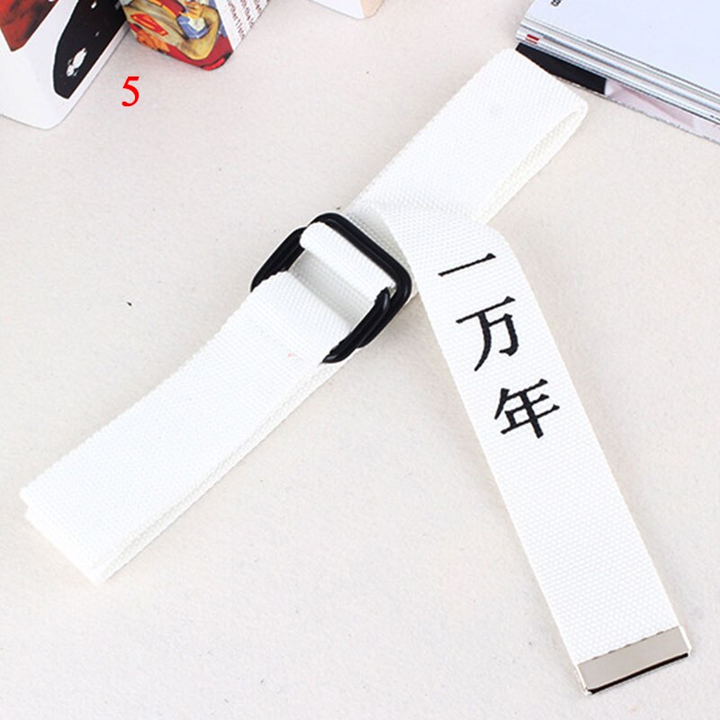 Jeans Waist Belts Canvas Chinese Letter Print Unisex corset Belt Personality Waistband Wide Belt Ring Buckle Harajuke Waistbelt: 5